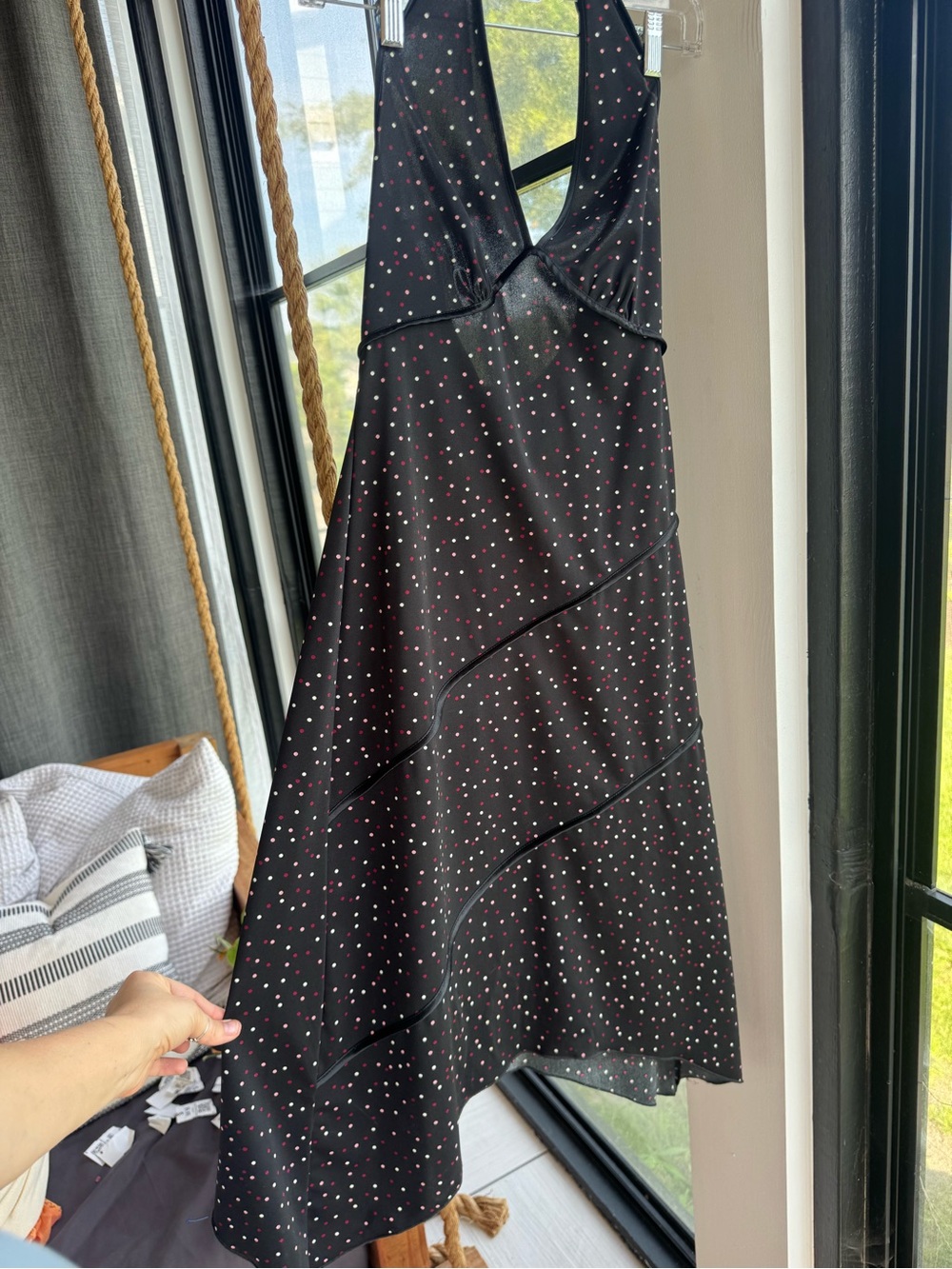 Wish Black Dress with Pink and White Polka Dot Print 2000’s whimsy